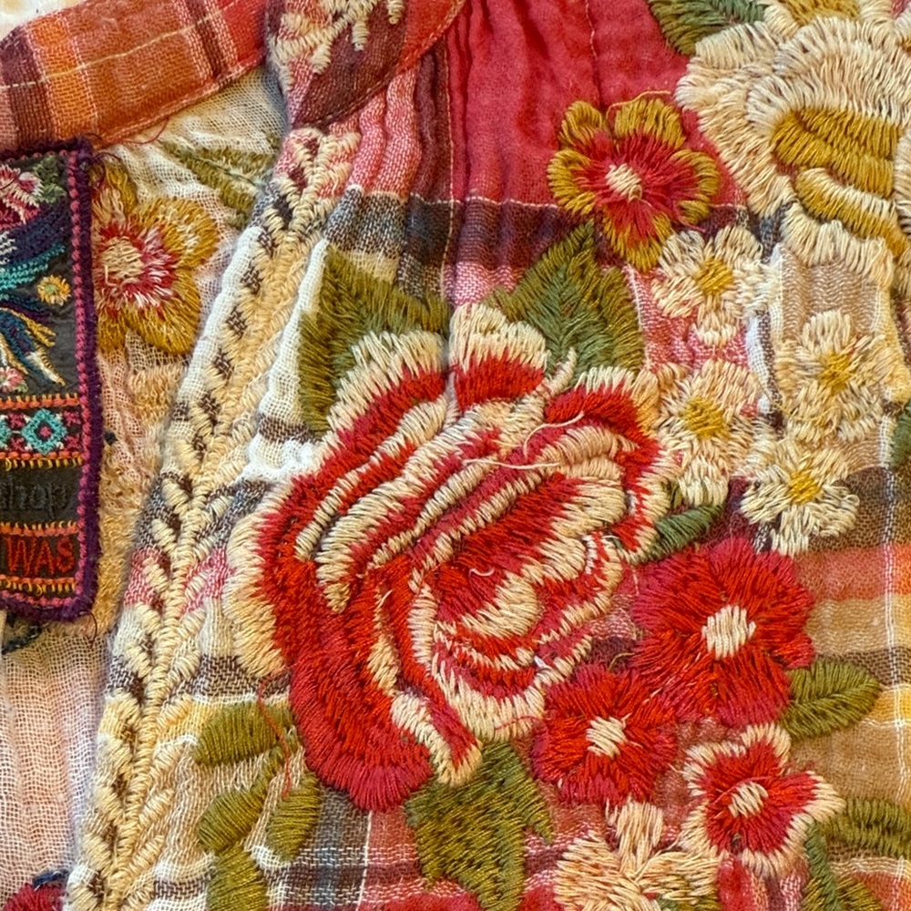 Johnny Was Multicolor Embroidered Floral V-Neck Tunic - Picture 9 of 12